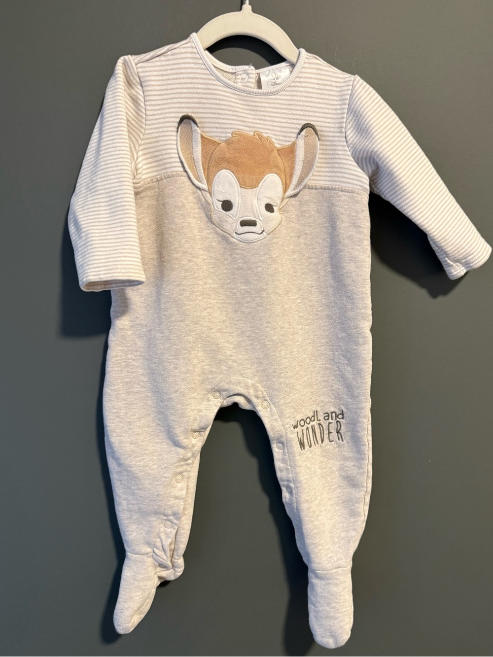 12-18M Disney Baby Bambi Applique Footed One-Piece